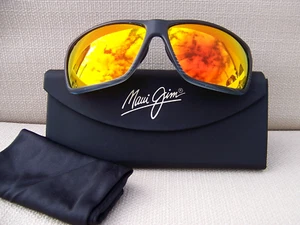 *EUC* MAUI JIM ALENUIHAHA Black Stripe & Red Lava Polarized Sunglasses RM864-11D - Picture 1 of 11