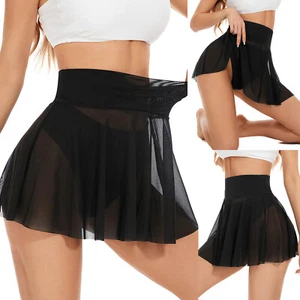 Womens Clubwear Sexy Skirt Transparent Dancewear Mesh Sheer Dress Black Erotic - Picture 1 of 22