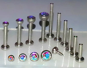 Gioielli borchie 18g 1,5,2,5 o 3 mm AURORA AB Tragus Cartilagine TRIPLA ELICA ANTERIORE - Foto 1 di 8