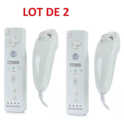 2 X Télécommande Wiimote plus (Motion plus inclus) et Nunchuck pour Wii / Wii U