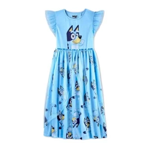 Bluey Girl's Character Blue Satinet and Tulle Nightgown, Gown - Picture 1 of 10