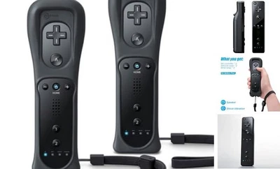 2 Pack Remote Controller for Wii & Wii U, with Silicone Case and Wrist Black - Image 1 of 4