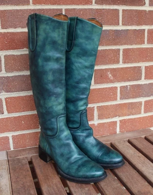 Rocco P. Womens Green Marbled Leather Knee High Boots EU 36.5 / US 6.5 Italy - Image 1 of 4
