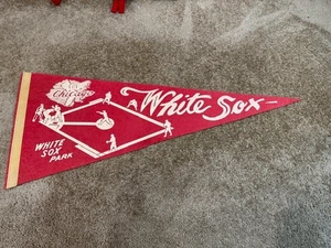 VINTAGE 1960s CHICAGO WHITE SOX Original RED Felt Pennant 12"x30" WHITE SOX PARK - Picture 1 of 1