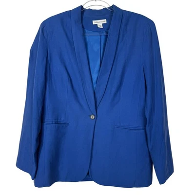 Coldwater Creek Blazer куртка женщин 10 синий шелк льняной одна кнопка с подкладкой офиса - Изображение 1 из 4
