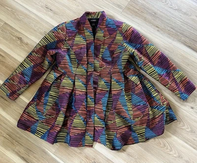 Abrigo Ashro Largo Colorido Gabardina Abrigo Artístico Geométrico Mod 1X SIN CINTURÓN LEER Foto 1 de 4