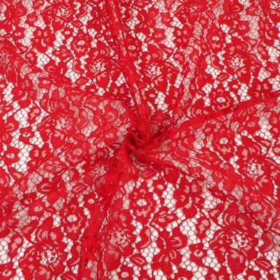 Spitze Stoff Rot Blumen Meterware Polyester Kleid Rock Damen Dirndl Karneval - Bild 1 von 4