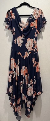 Vestido Signature by Robbie Bee para mujer talla 10 floral dobladillo asimétrico hada Foto 1 de 4