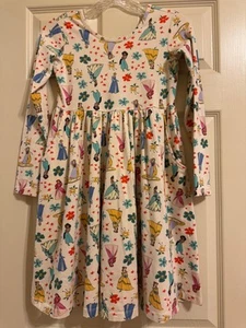 Hanna Andersson Disney Princess Print Skater Dress with Pockets EUC Size 140 10 - Picture 1 of 3