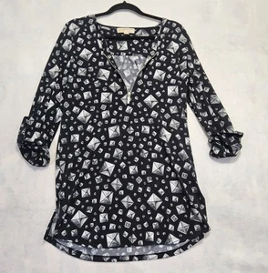 Mini Vestido Túnica Michael Kors Talla S 6 Estilo Años 60 Blusa Camisa Top Negro Cambio - Imagen 1 de 7