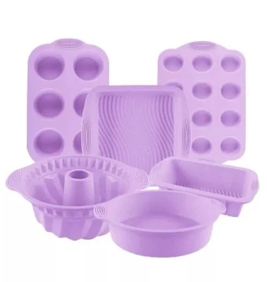 Silikon-Backformen-Set – 6-teilig (Lila) - Bild 1 von 4