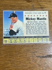 1961 Post Cereal # 4 Mickey Mantle Mint Condition - Picture 1 of 2