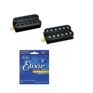 DiMarzio DP151BK, DP155BK Humbucker Set Black w/Free Elixer Super Light Strings - Picture 1 of 1
