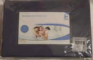 HOTEL SHEETS DIRECT TWIN Sheet Set Navy Blue Bamboo Cooling 3pc - Picture 1 of 5