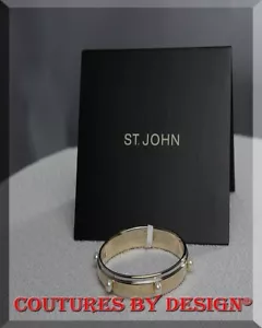 St John Knits Gold/Silver Bangle Bracelet w Pearls NWT MSRP $150 - Picture 1 of 3