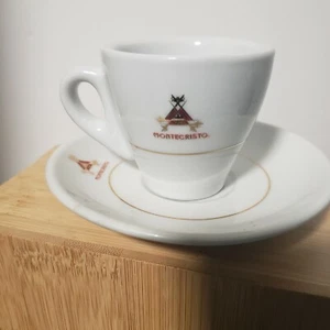 Vtg Montecristo Cigars Espresso Demitasse Coffee Cup Saucer Restaurant Pair - Picture 1 of 3