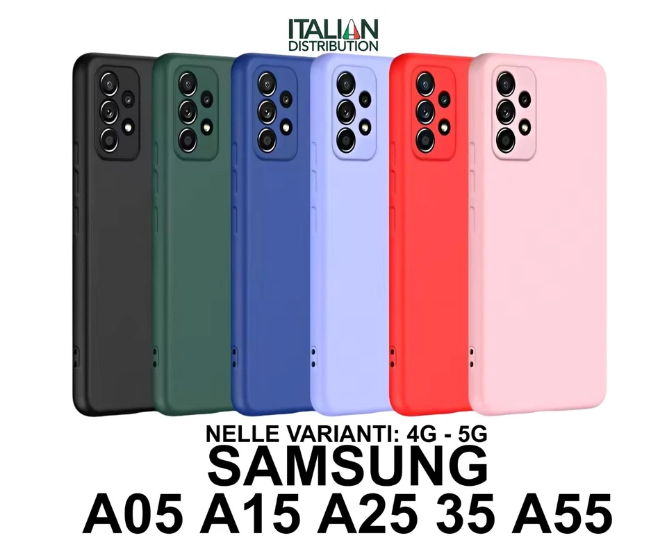ID-ITALIAN DISTRIBUTION Cover Colorata + Vetro per Samsung Galaxy A05 A15 4G A15 5G A25 A35 A55 Custodia