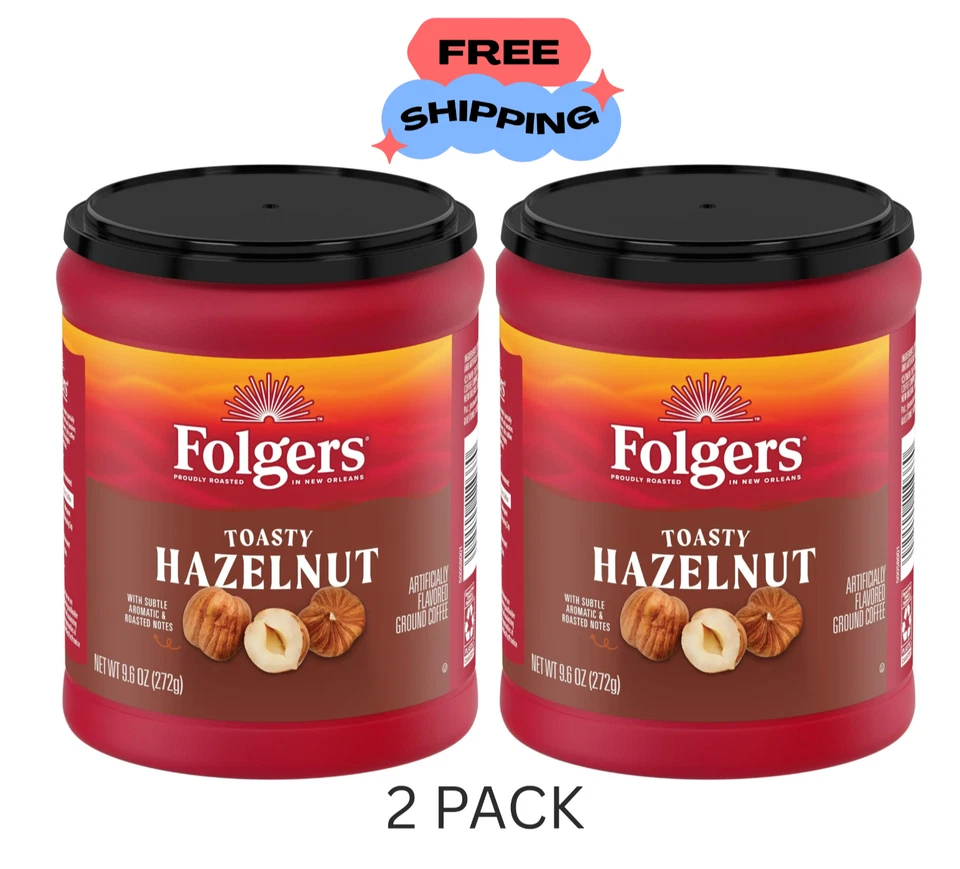 (Pack of 2)Folgers Toasty Hazelnut Artificially Flavored Ground Coffee, 9.6 oz. - Image 1 of 1