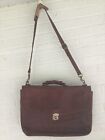 Large Cenzo Italian Leather Briefcase Shoulder Italy Brown Case Messenger Bag A+
