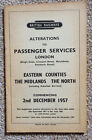 British Railways Eastern Region Passenger Timetable  Supplement Dec 1957