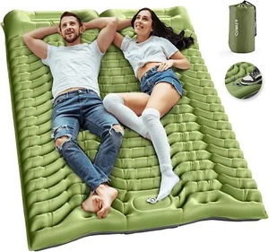 Camping Double Sleeping Pad Thick with Pillow Built-in Foot Pump Inflatable Mat - Picture 1 of 7