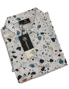 Greenside Golfshirt Herren Polo Golf Weiß Granit Allover Print Kurzarm - Bild 1 von 10