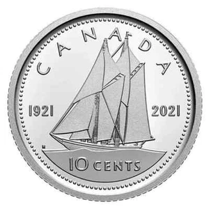 2021 BLUENOSE 100th Anniversary CANADA 10 Cent Dime Double Date From RCM Roll - Picture 1 of 2