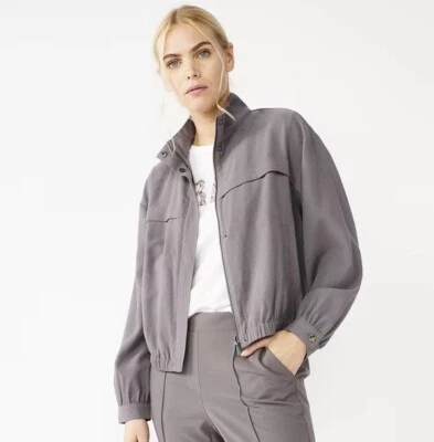 Nine West Draped Bomber Jacket in Shark Cove, size 1X - Image 1 of 4