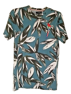 Ted Baker London Men's SZ 2/S Chest 36  Leaf Embroidered Parrot T-Shirt      T40