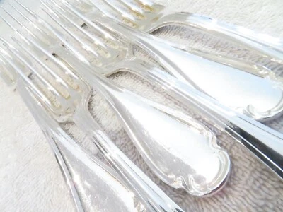 6 tenedores de cena franceses vintage chapados en plata Christofle Pompadour Luis XV Foto 1 de 4