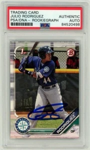 Julio Rodriguez Signed 2019 Bowman Paper Prospects Rookie RC BP33 PSA RookeGraph - Picture 1 of 2