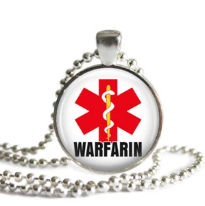 Medical Alert Warfarin Pendant Necklace 24" ChainHandmade Photo Jewelry - Picture 1 of 2