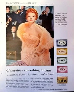Jabón Lux Bar VINTAGE 1957 Anuncio de Revista, Rita Hayworth en Pal Joey - Imagen 1 de 1