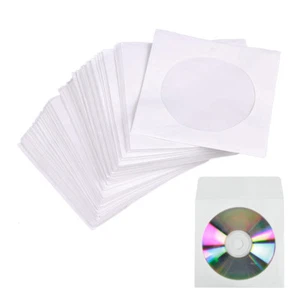 300 Paper CD DVD Blu-ray Covers Sleeves Storage Case Wallet Envelope White UK - Afbeelding 1 van 6