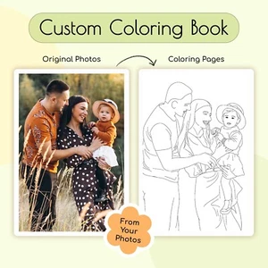 12/ 24 Pages Custom Family Coloring Book from Your Photos, Unique Family Gifts - Imagen 1 de 36