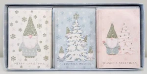PUNCH STUDIO Gnome Glitter Holiday Christmas Cards 3 Design 4 Each 12 Total NIB - Picture 1 of 12