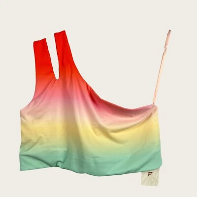 NEW Fabletics 1X  Plus Asymmetrical Double Strap Midi Sports Bra Ombre All Day - Image 1 of 4