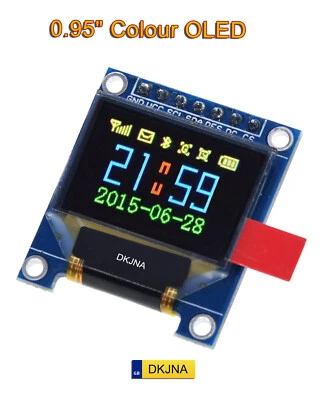 0.95″ Full-Colour OLED Display 96×64 SSD1331 – SPI RGB Screen Module for Arduino - Image 1 of 4