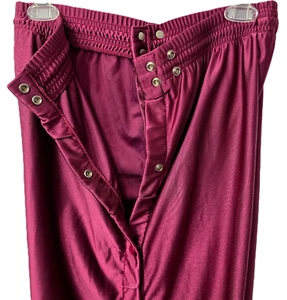Dodger Tear Away Nylon Pant L 28 x 33 Side Snap Elastic Waist Maroon Red Vintage - Picture 1 of 8