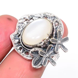 Mabe Pearl Little Silver 925 Sterling Silver Ring s.8 F2678 - Picture 1 of 1