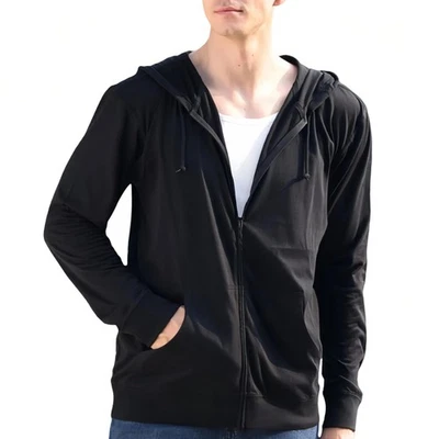 Men’s Lightweight Hoodie – Zip-Up Sweatshirt, Soft & Breathable Cotton Blend,... - Image 1 of 4