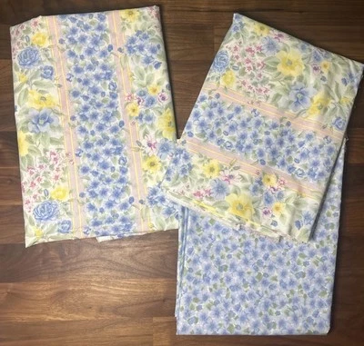 Vtg Daisy Kingdom Dogwood Stripe Pink Floral Cotton Fabric 7 Yds 1359 1358 3 Pcs - Image 1 of 4