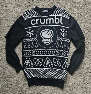 Crumbl Cookies Black Holiday Ugly Christmas Pullover Crew Sweater Size Medium - Picture 1 of 6