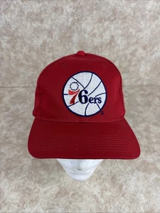Vintage PHILADELPHIA 76'ers SnapBack Hat Ballcap Red Embroidered Logo - Picture 1 of 9