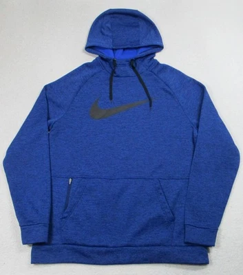 Nike Therma-FIT Hoodie Mens Large Blue Pullover Fleece Swoosh Pocket CU6238-492 - Image 1 of 4