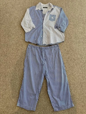 Conjunto de pijama a rayas de 2 piezas para mujer Lauren Ralph Lauren XL 100 % algodón Foto 1 de 4