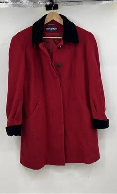 Abrigo Herman Kay Rojo 100% Lana Polar Cuello Terciopelo Largo Para Mujer 8 De Colección Foto 1 de 4