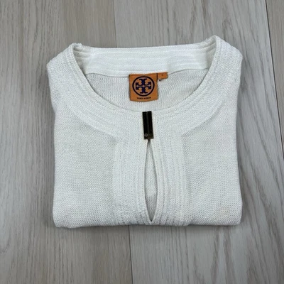 Camisa de lino de manga larga Tory Burch para mujer talla pequeña blanca defectuosa Foto 1 de 4