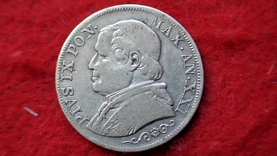 1867-R Italy Papal "Pius IX" Silver Lira **KM#1378** 5.0 grams of .835 Silver - Image 1 of 4