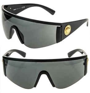 VERSACE 2197 TRIBUTE SHIELD Matte Black VE2197 Unisex Visor Wrap Mask Sunglasses - Picture 1 of 10
